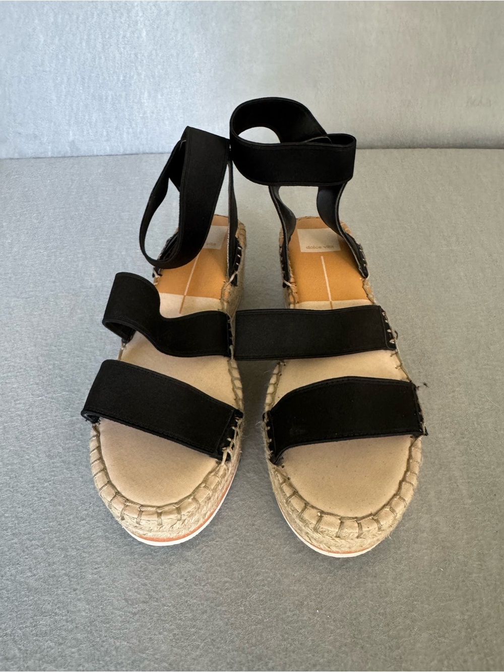 Dolce Vita Black Strappy Espadrille Sandals with Ankle Wrap